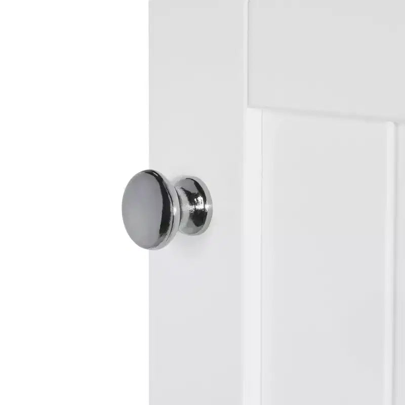 Armoire de rangement étroite pour salle de bain et buanderie à une porte avec tiroir et étagères réglables, blanche