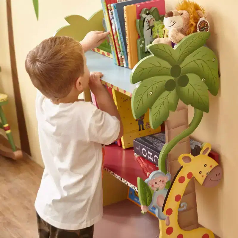 Étagère à livres pour enfants Sunny Safari Jungle, 3 niveaux avec tiroir inférieur