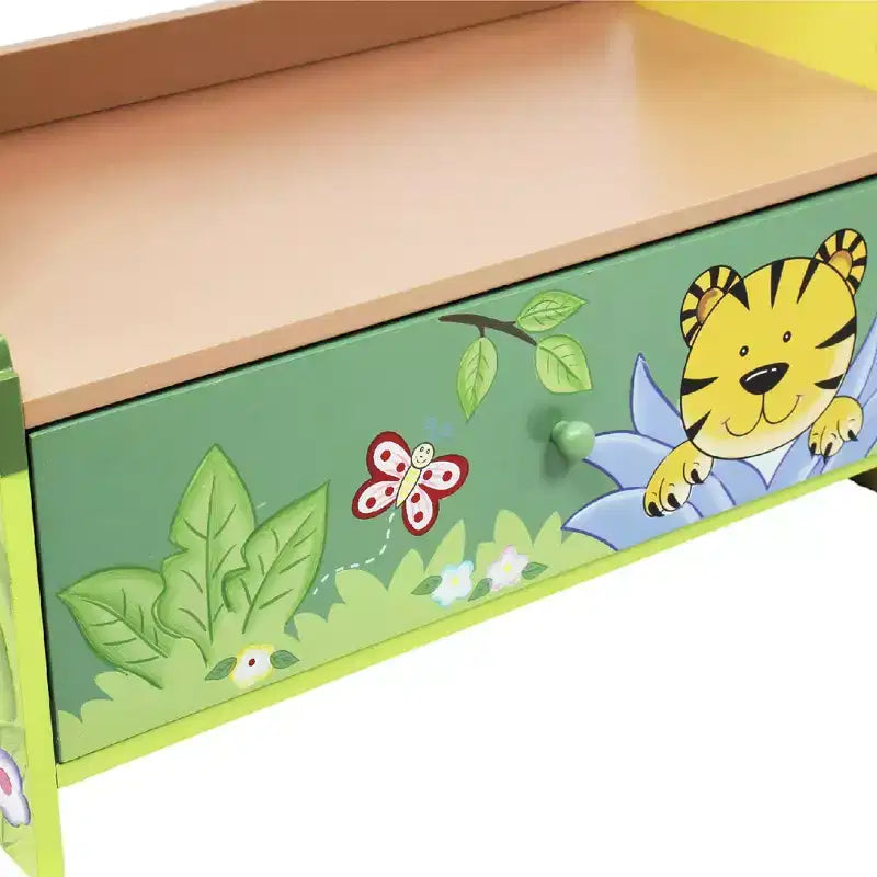 Étagère à livres pour enfants Sunny Safari Jungle, 3 niveaux avec tiroir inférieur