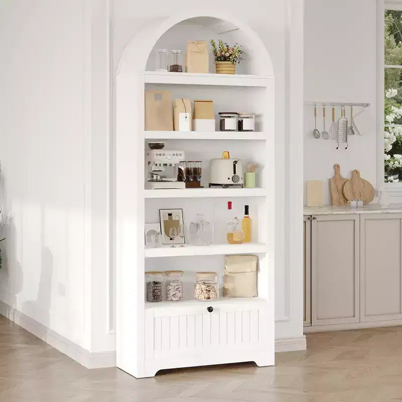 Meuble de rangement en bois en forme d'arche de 183 cm avec tiroir, étagère à 6 niveaux réglables et placard