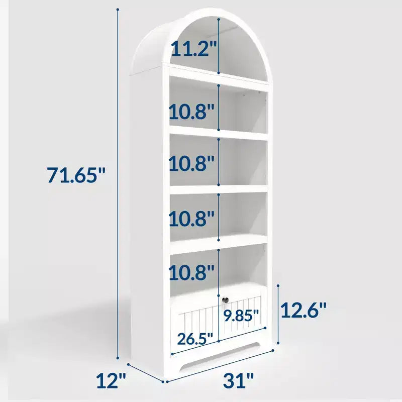 Meuble de rangement en bois en forme d'arche de 183 cm avec tiroir, étagère à 6 niveaux réglables et placard
