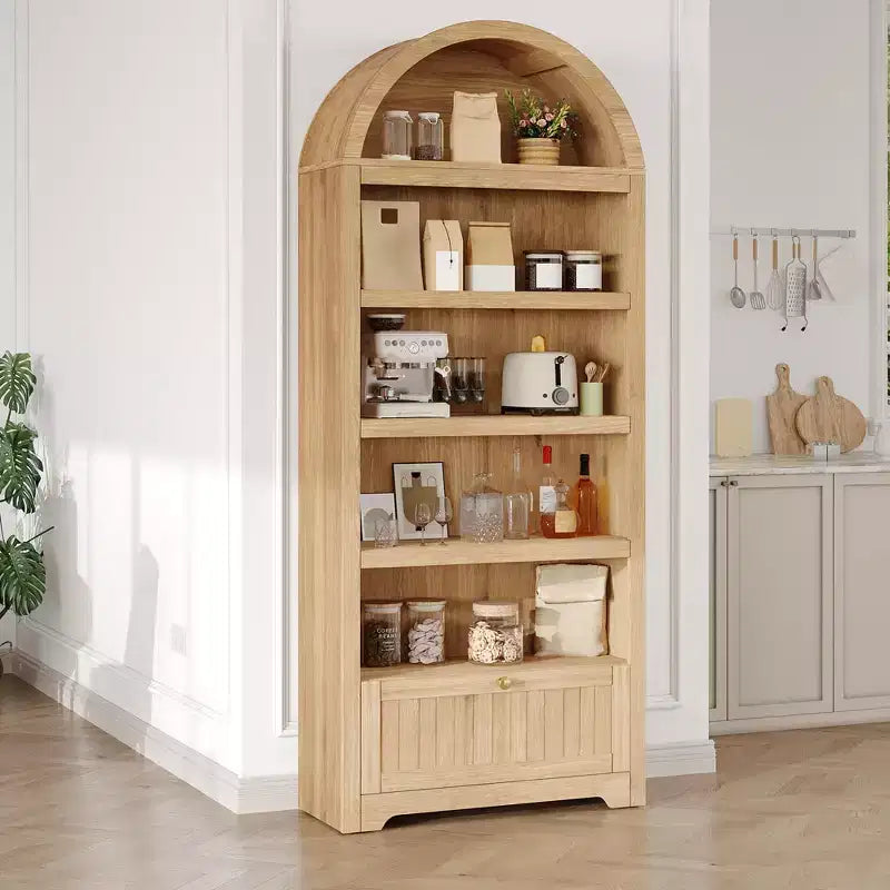Meuble de rangement en bois en forme d'arche de 183 cm avec tiroir, étagère à 6 niveaux réglables et placard