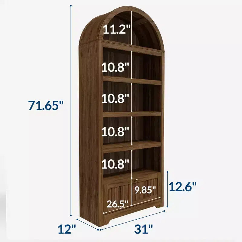 Meuble de rangement en bois en forme d'arche de 183 cm avec tiroir, étagère à 6 niveaux réglables et placard