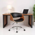 Chaise de bureau pivotante à roulettes, réglable en hauteur, marron, noire et argentée