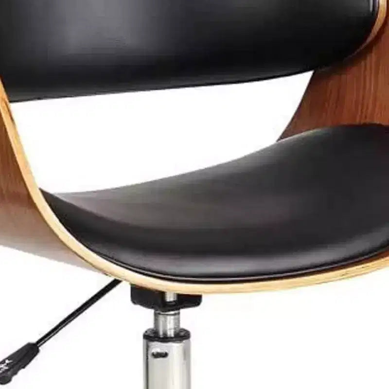 Chaise de bureau pivotante à roulettes, réglable en hauteur, marron, noire et argentée