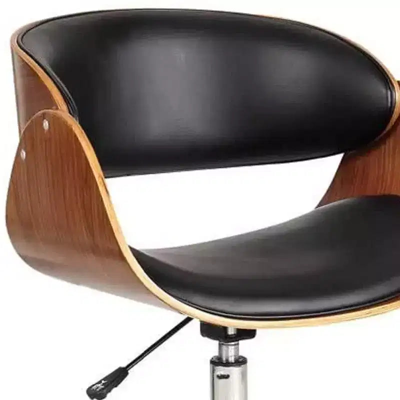 Chaise de bureau pivotante à roulettes, réglable en hauteur, marron, noire et argentée