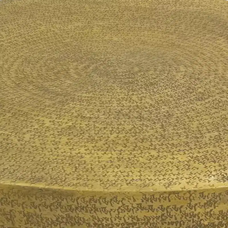 Table Basse Ronde de 91 cm, Base Bol avec Texture Gravée à la Main, Aluminium Laiton Antique