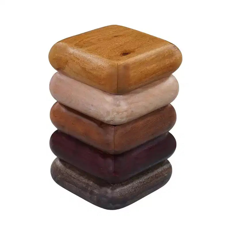 Table d'appoint de 45,7 cm, Design sculptural empilé, Bois de manguier et d'acacia