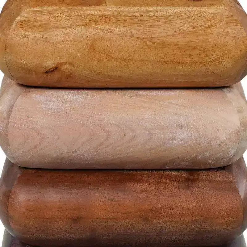Table d'appoint de 45,7 cm, Design sculptural empilé, Bois de manguier et d'acacia