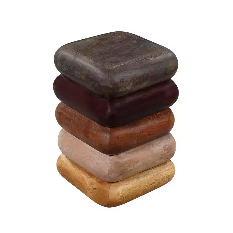 Table d'appoint de 45,7 cm, Design sculptural empilé, Bois de manguier et d'acacia