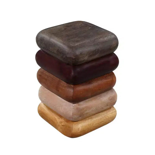 Table d'appoint de 45,7 cm, Design sculptural empilé, Bois de manguier et d'acacia
