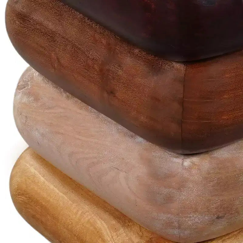 Table d'appoint de 45,7 cm, Design sculptural empilé, Bois de manguier et d'acacia