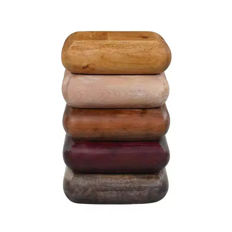 Table d'appoint de 45,7 cm, Design sculptural empilé, Bois de manguier et d'acacia
