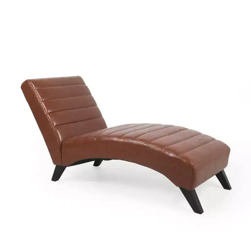 Chaise longue contemporaine en similicuir avec surpiqûres horizontales