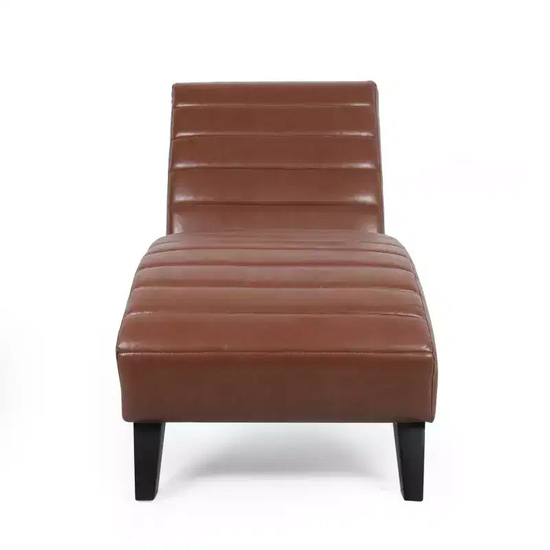 Chaise longue contemporaine en similicuir avec surpiqûres horizontales