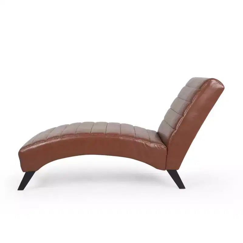 Chaise longue contemporaine en similicuir avec surpiqûres horizontales