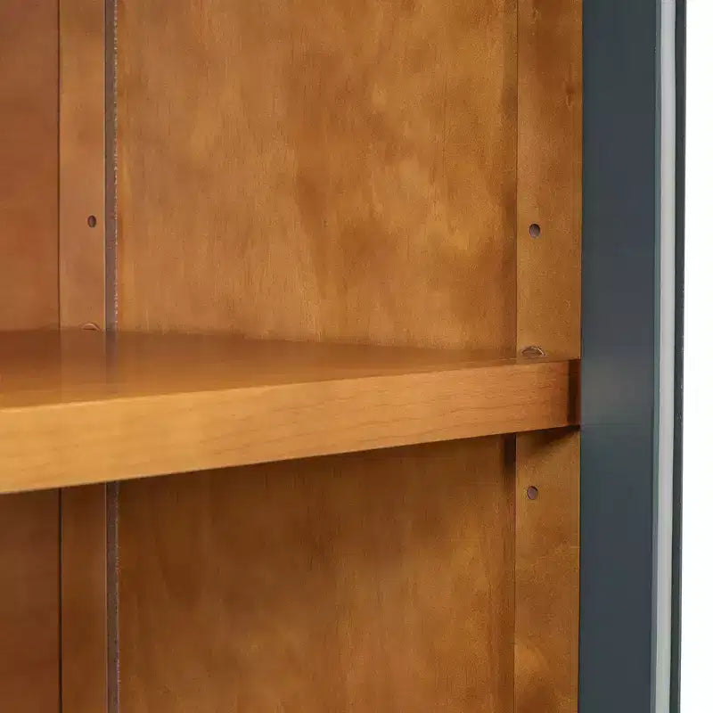 Bahut de style campagnard avec 4 portes vitrées cintrées et étagères réglables, buffet en bois