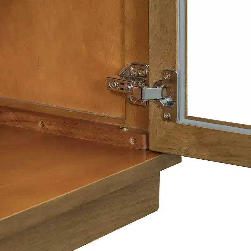 Bahut de style campagnard avec 4 portes vitrées cintrées et étagères réglables, buffet en bois