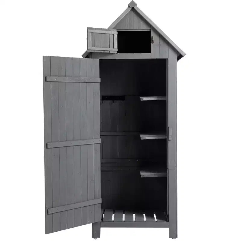 Abri de rangement en bois pour outils, armoire de jardin extérieure avec porte verrouillable, bois de sapin étanche pour patio, pelouse et jardin.