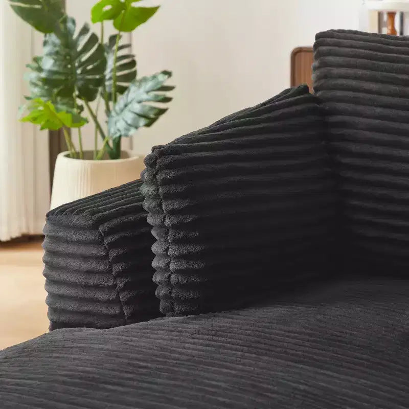 Canapé simple entièrement compressé, fauteuil inclinable en velours côtelé à gros grain ultra doux, canapé-lit avec coussin d'assise à ressorts, aucun assemblage requis