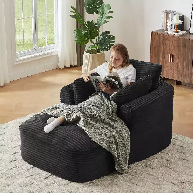 Canapé simple entièrement compressé, fauteuil inclinable en velours côtelé à gros grain ultra doux, canapé-lit avec coussin d'assise à ressorts, aucun assemblage requis