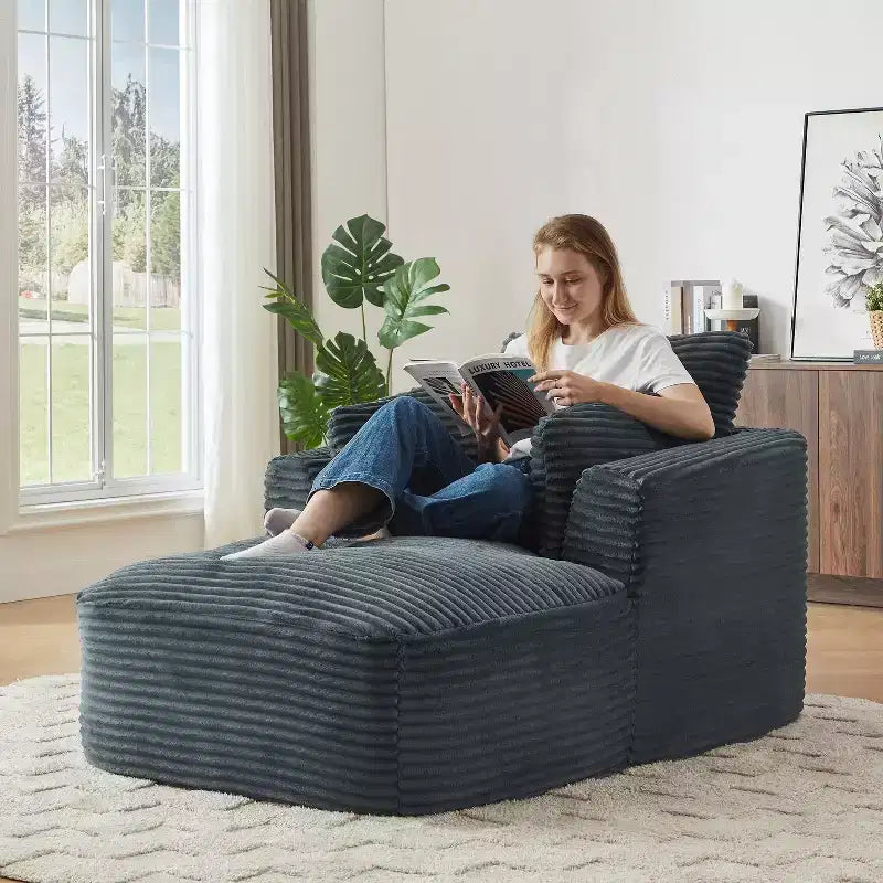 Canapé simple entièrement compressé, fauteuil inclinable en velours côtelé à gros grain ultra doux, canapé-lit avec coussin d'assise à ressorts, aucun assemblage requis
