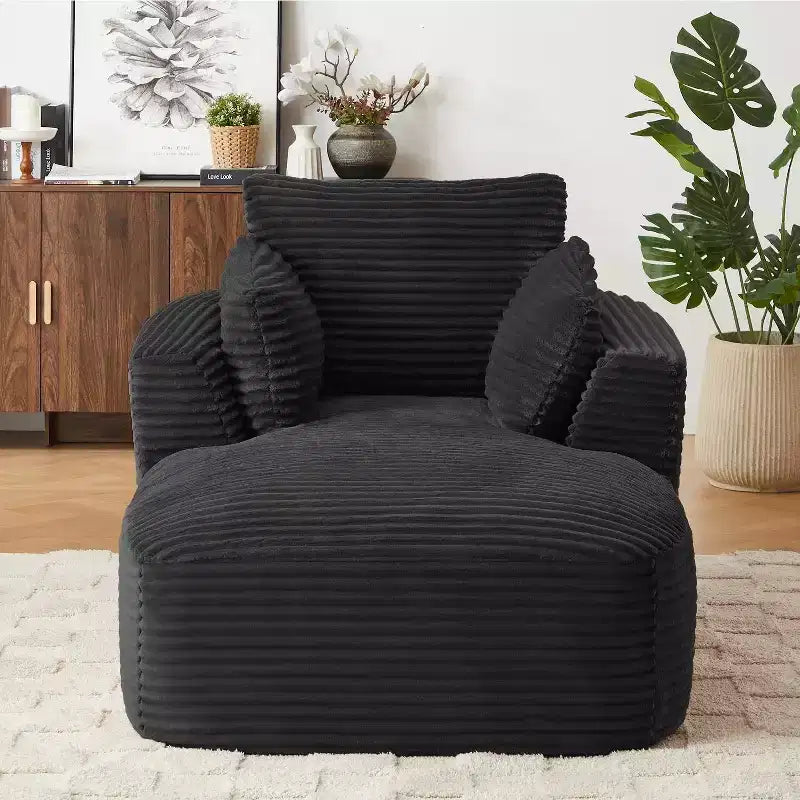 Canapé simple entièrement compressé, fauteuil inclinable en velours côtelé à gros grain ultra doux, canapé-lit avec coussin d'assise à ressorts, aucun assemblage requis