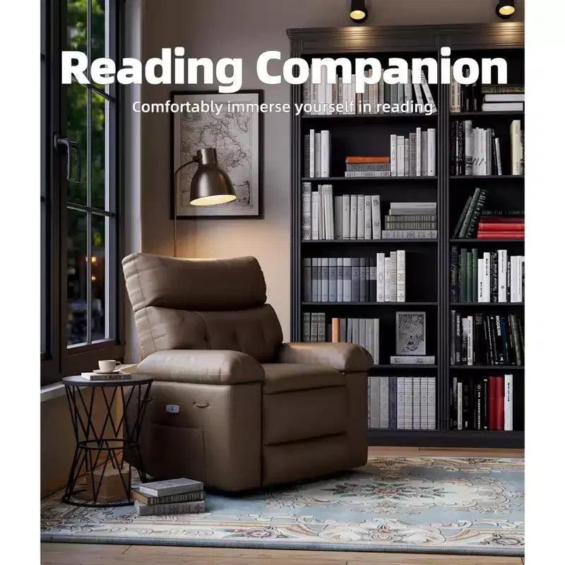 Fauteuil inclinable large surdimensionné - Fauteuil inclinable pivotant à 360 degrés, grand fauteuil inclinable manuel en cuir PU, avec rembourrage en éponge 1,5X et mécanisme d'inclinaison facile