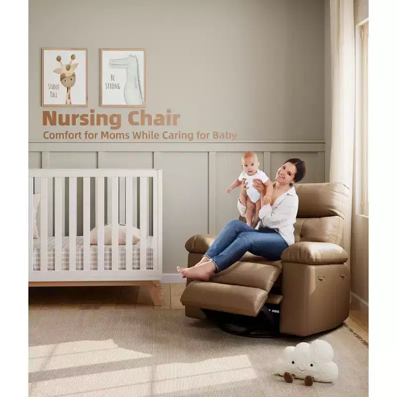 Fauteuil inclinable large surdimensionné - Fauteuil inclinable pivotant à 360 degrés, grand fauteuil inclinable manuel en cuir PU, avec rembourrage en éponge 1,5X et mécanisme d'inclinaison facile