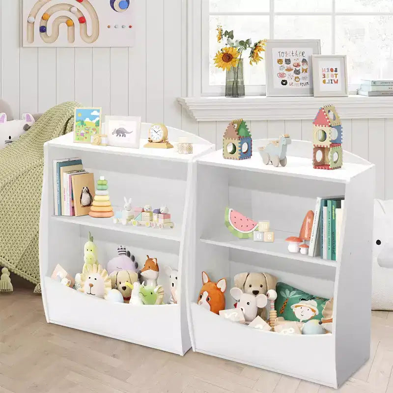 Étagère à livres pour enfants, organiseur de rangement de livres, bibliothèque pour enfants à 2 niveaux avec compartiments ouverts pour chambre à coucher, salon, salle de jeux