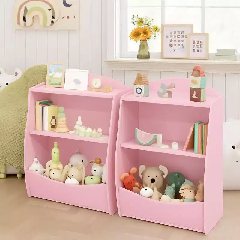 Étagère à livres pour enfants, organiseur de rangement de livres, bibliothèque pour enfants à 2 niveaux avec compartiments ouverts pour chambre à coucher, salon, salle de jeux