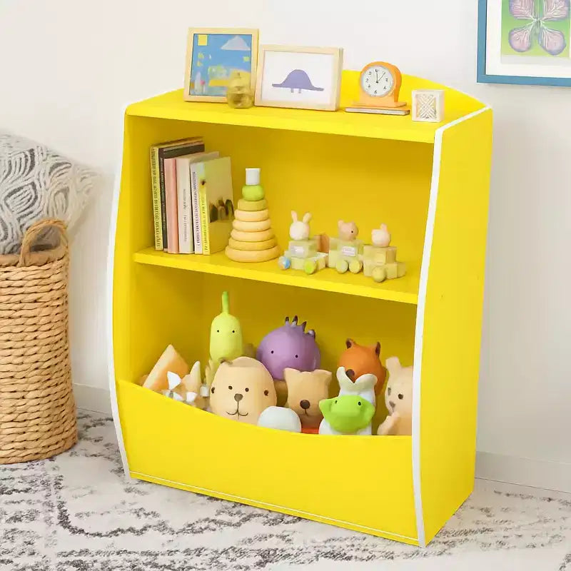 Étagère à livres pour enfants, organiseur de rangement de livres, bibliothèque pour enfants à 2 niveaux avec compartiments ouverts pour chambre à coucher, salon, salle de jeux