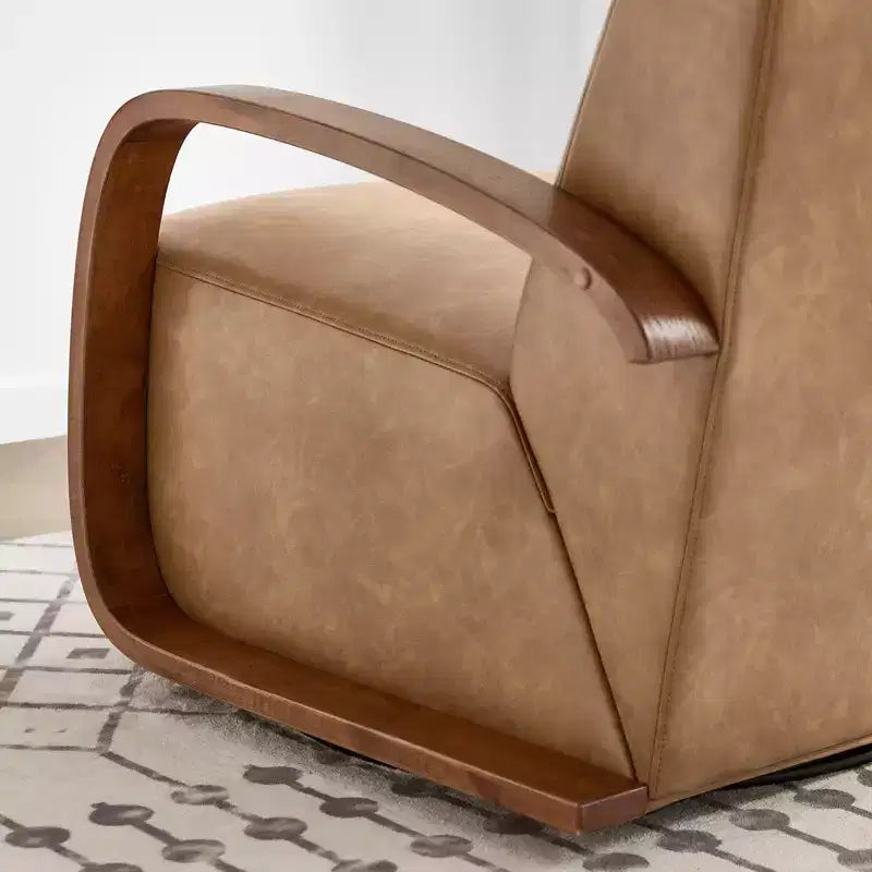 Fauteuil d'appoint pivotant moderne avec accoudoirs en bois en forme de U