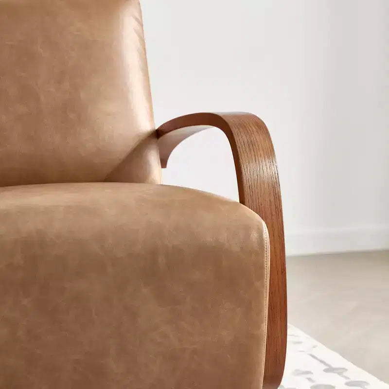Fauteuil d'appoint pivotant moderne avec accoudoirs en bois en forme de U
