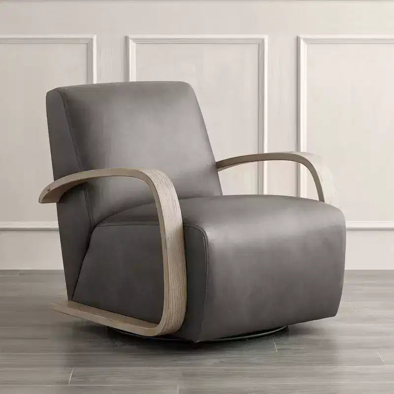 Fauteuil d'appoint pivotant moderne avec accoudoirs en bois en forme de U