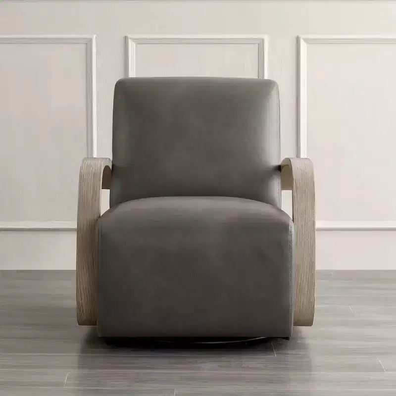 Fauteuil d'appoint pivotant moderne avec accoudoirs en bois en forme de U