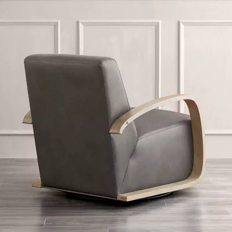 Fauteuil d'appoint pivotant moderne avec accoudoirs en bois en forme de U