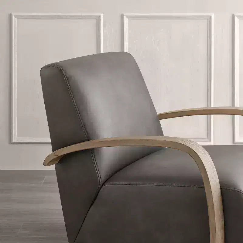 Fauteuil d'appoint pivotant moderne avec accoudoirs en bois en forme de U