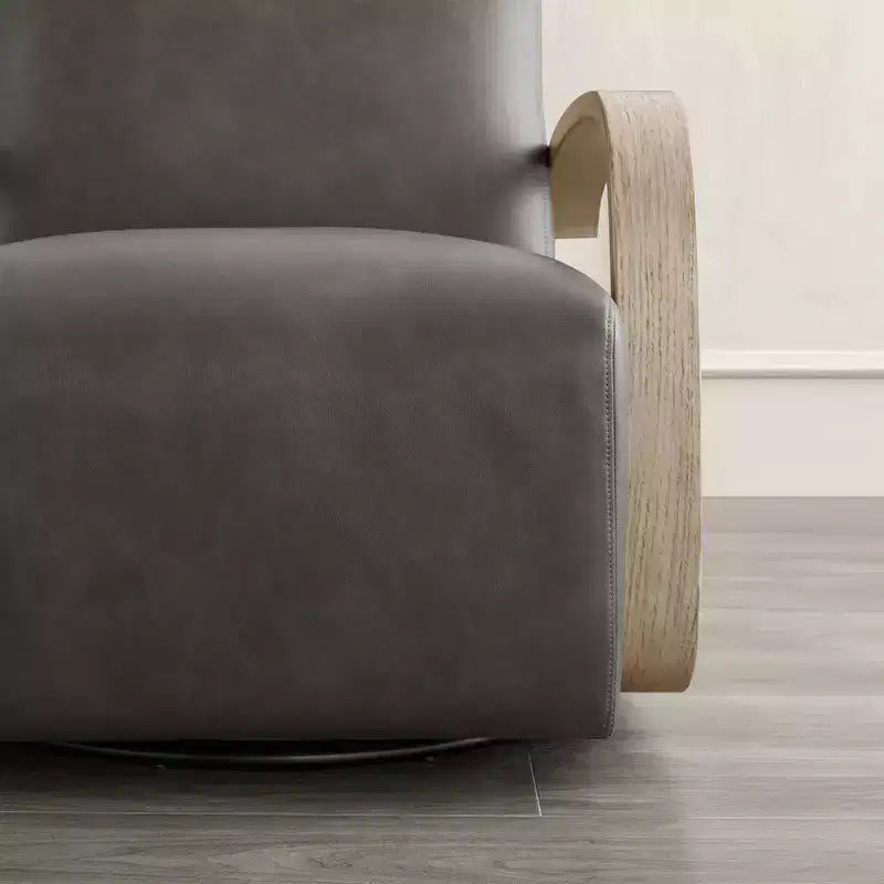 Fauteuil d'appoint pivotant moderne avec accoudoirs en bois en forme de U