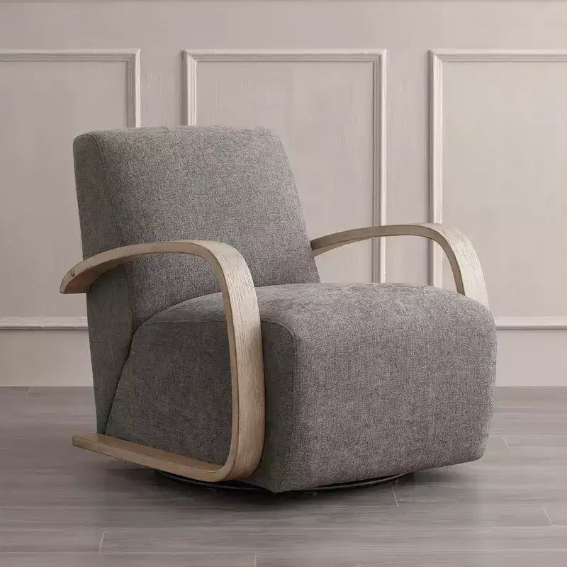 Fauteuil d'appoint pivotant moderne avec accoudoirs en bois en forme de U