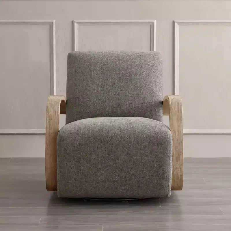 Fauteuil d'appoint pivotant moderne avec accoudoirs en bois en forme de U