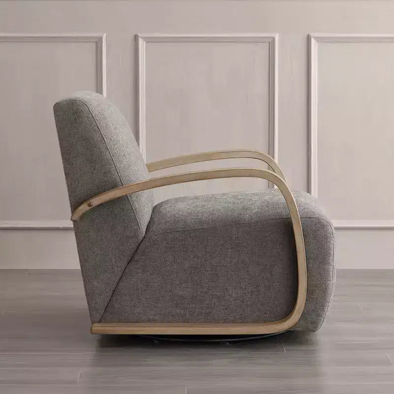 Fauteuil d'appoint pivotant moderne avec accoudoirs en bois en forme de U