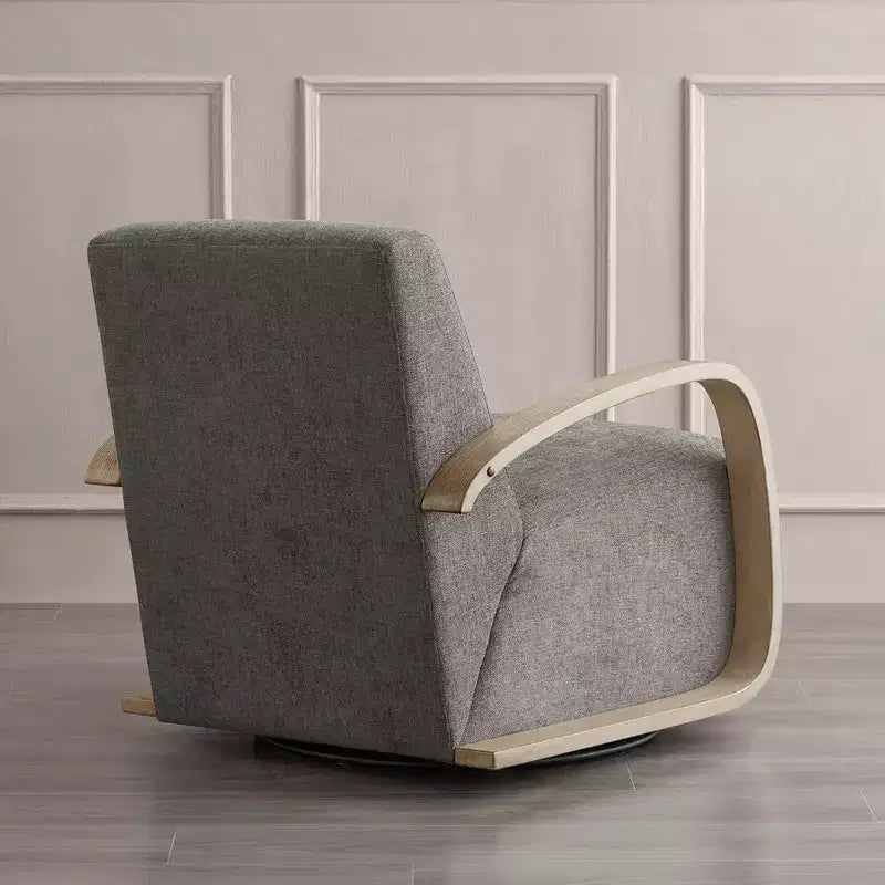 Fauteuil d'appoint pivotant moderne avec accoudoirs en bois en forme de U