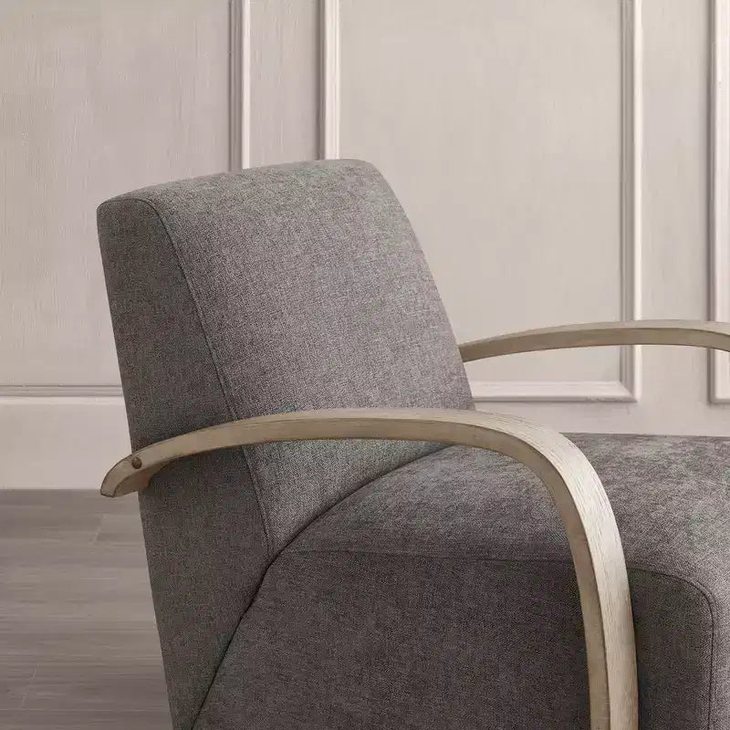 Fauteuil d'appoint pivotant moderne avec accoudoirs en bois en forme de U
