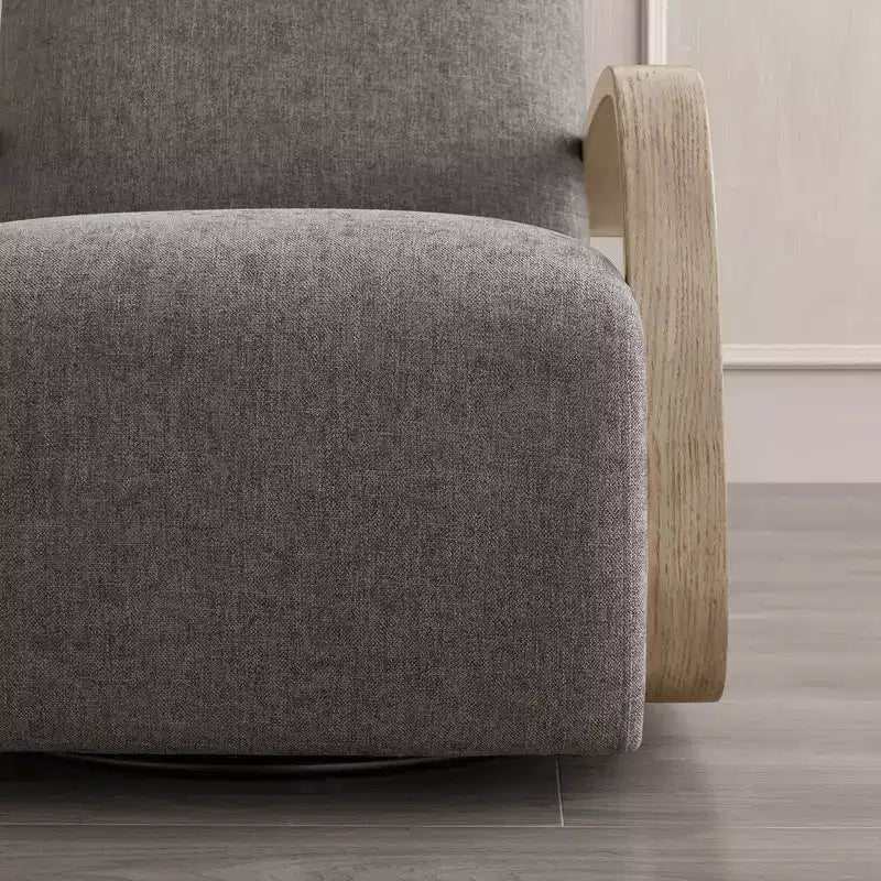 Fauteuil d'appoint pivotant moderne avec accoudoirs en bois en forme de U