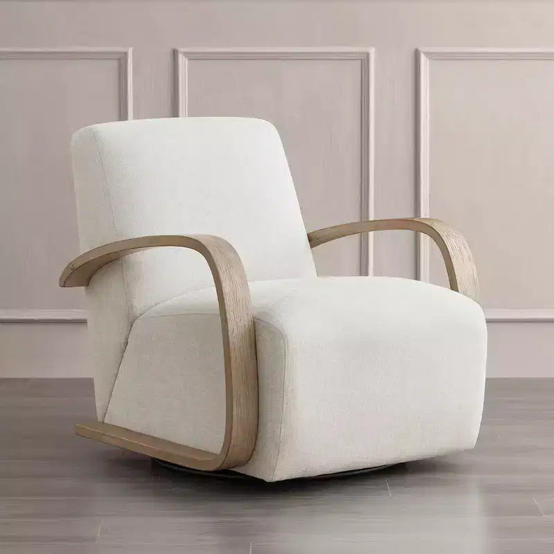 Fauteuil d'appoint pivotant moderne avec accoudoirs en bois en forme de U