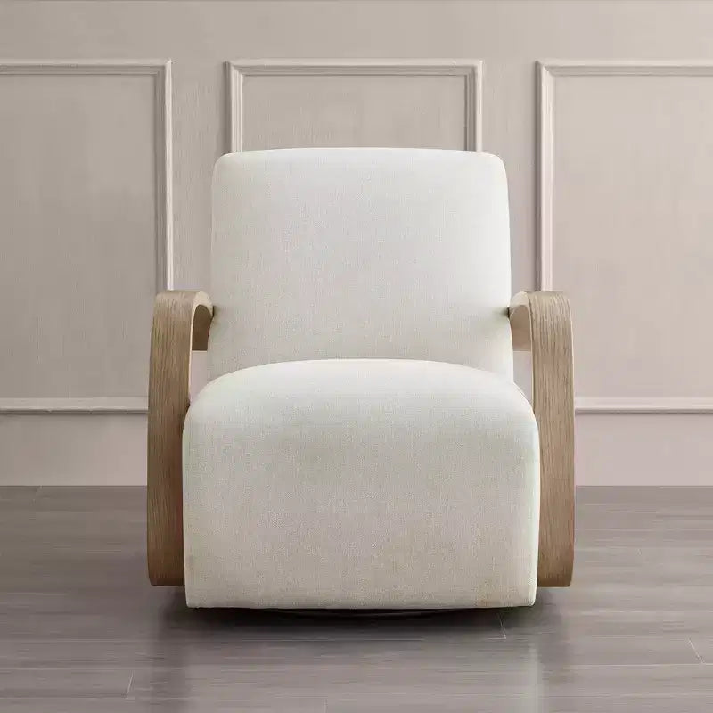 Fauteuil d'appoint pivotant moderne avec accoudoirs en bois en forme de U