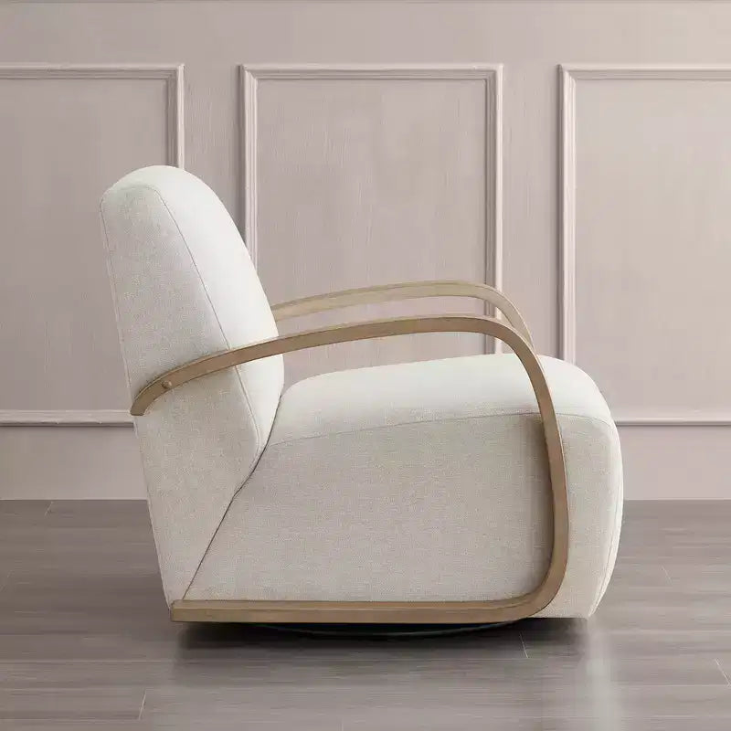 Fauteuil d'appoint pivotant moderne avec accoudoirs en bois en forme de U