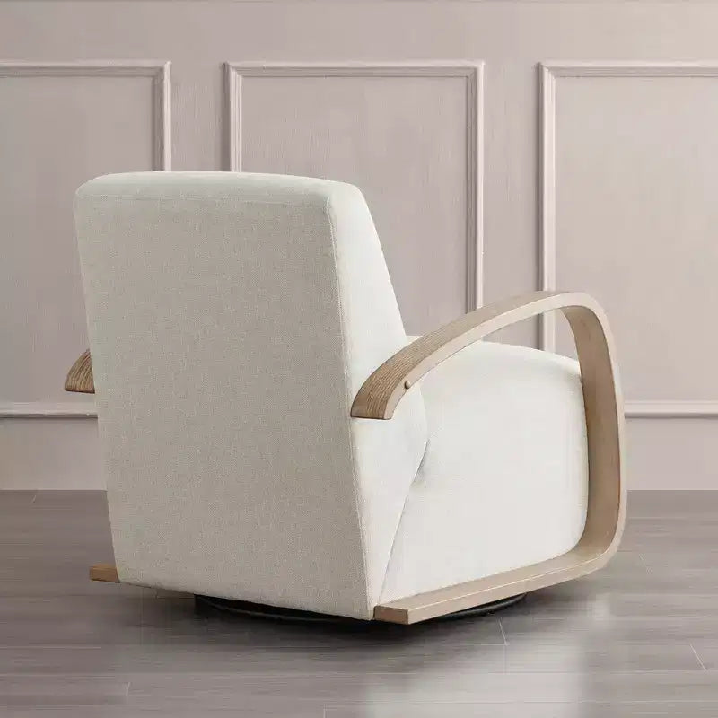 Fauteuil d'appoint pivotant moderne avec accoudoirs en bois en forme de U