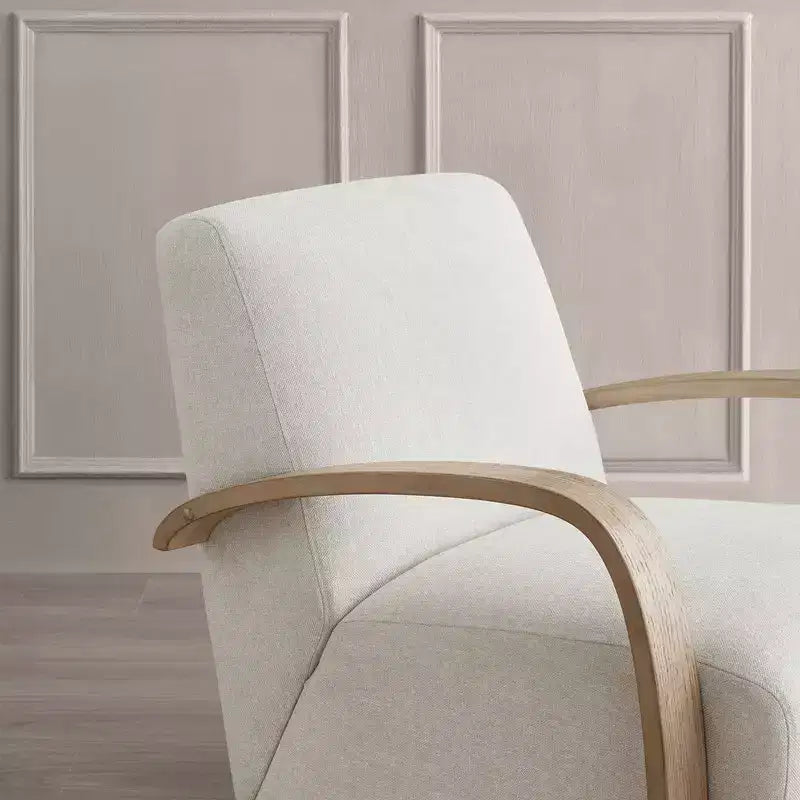 Fauteuil d'appoint pivotant moderne avec accoudoirs en bois en forme de U